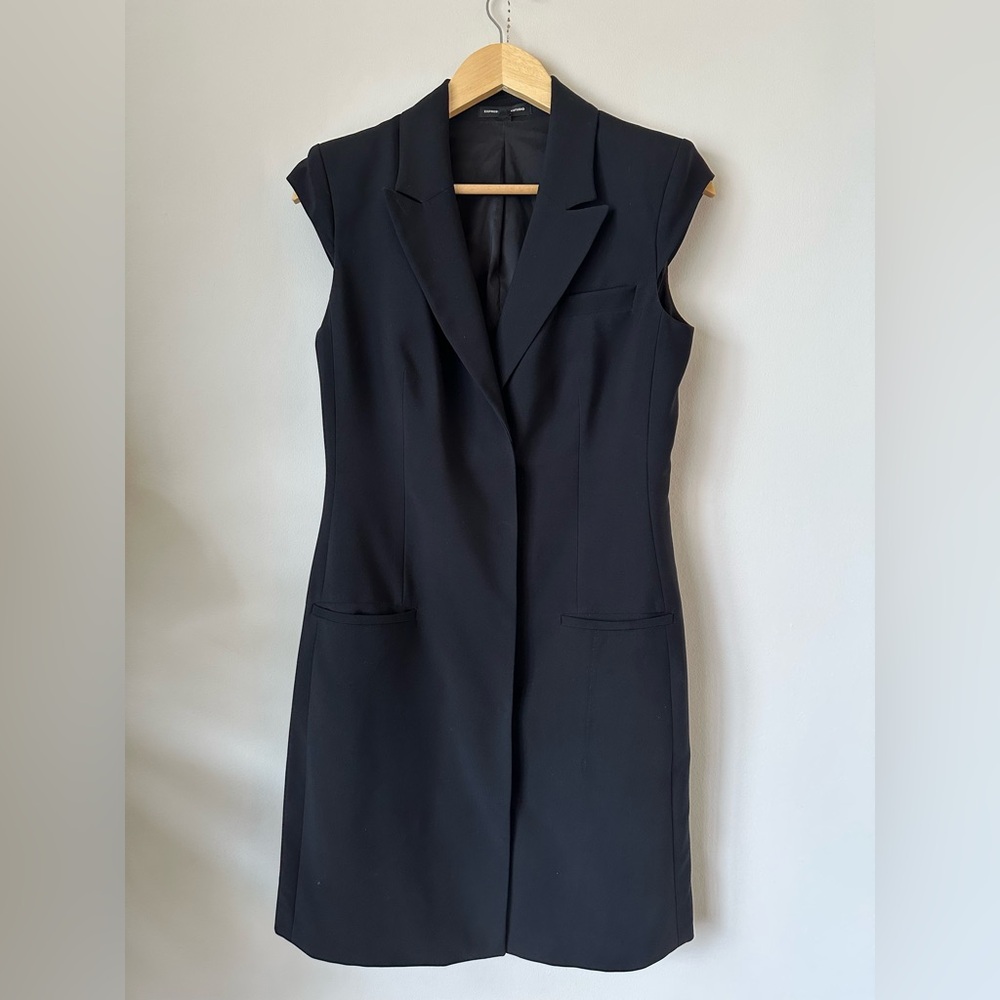 Y2K Express Blazer Vest Mini  Dress  Sz 8 Clean Girl Office Siren Minimal Career
